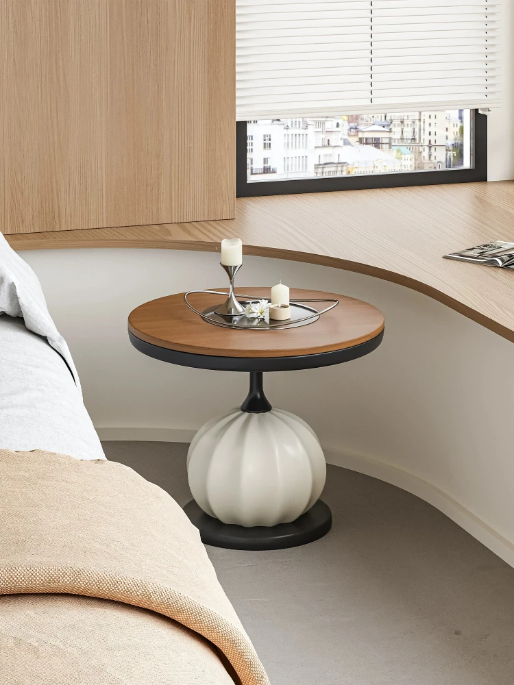 Creative Vintage Circular Coffee Tables Furniture,Luxury Living Room Balcony Sofa Side Corner Table Metal Bedroom Nightstands - view 2