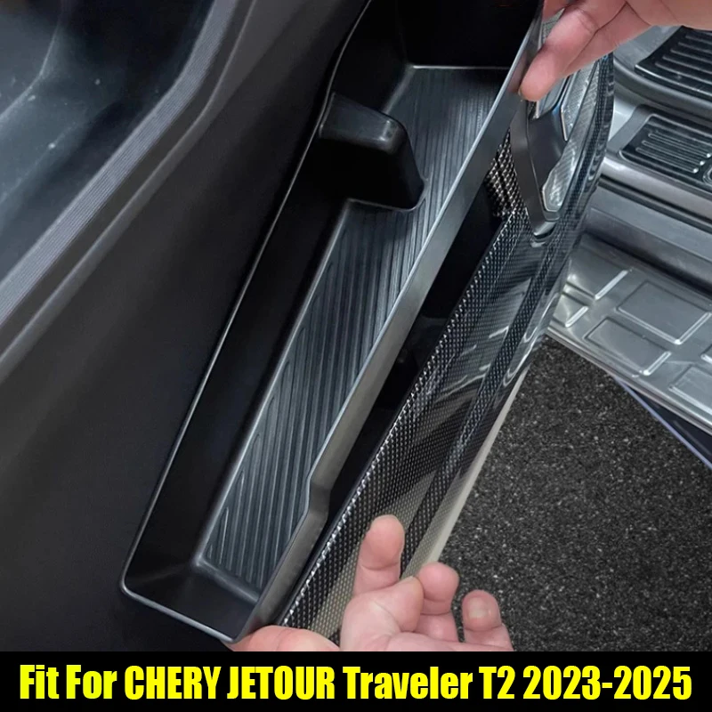 Car Door Storage Box Fit for Jetour Traveller T2 2023-2025 Modified Car Rear Door Slot TPE Storage Pad Car Interior Trims Parts