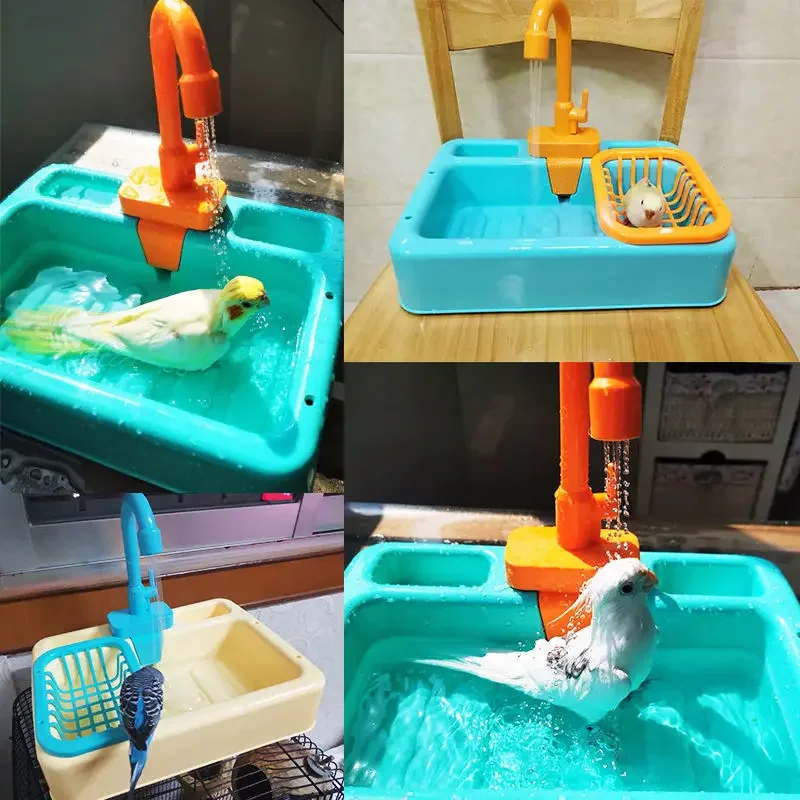 Parrot Bathtub Bird Shower Bath Cage Basin Parrot Bath Basin Parrot Shower Bowl Parrot Toy Bird Bathtub Kids Kitchen Sink Toys