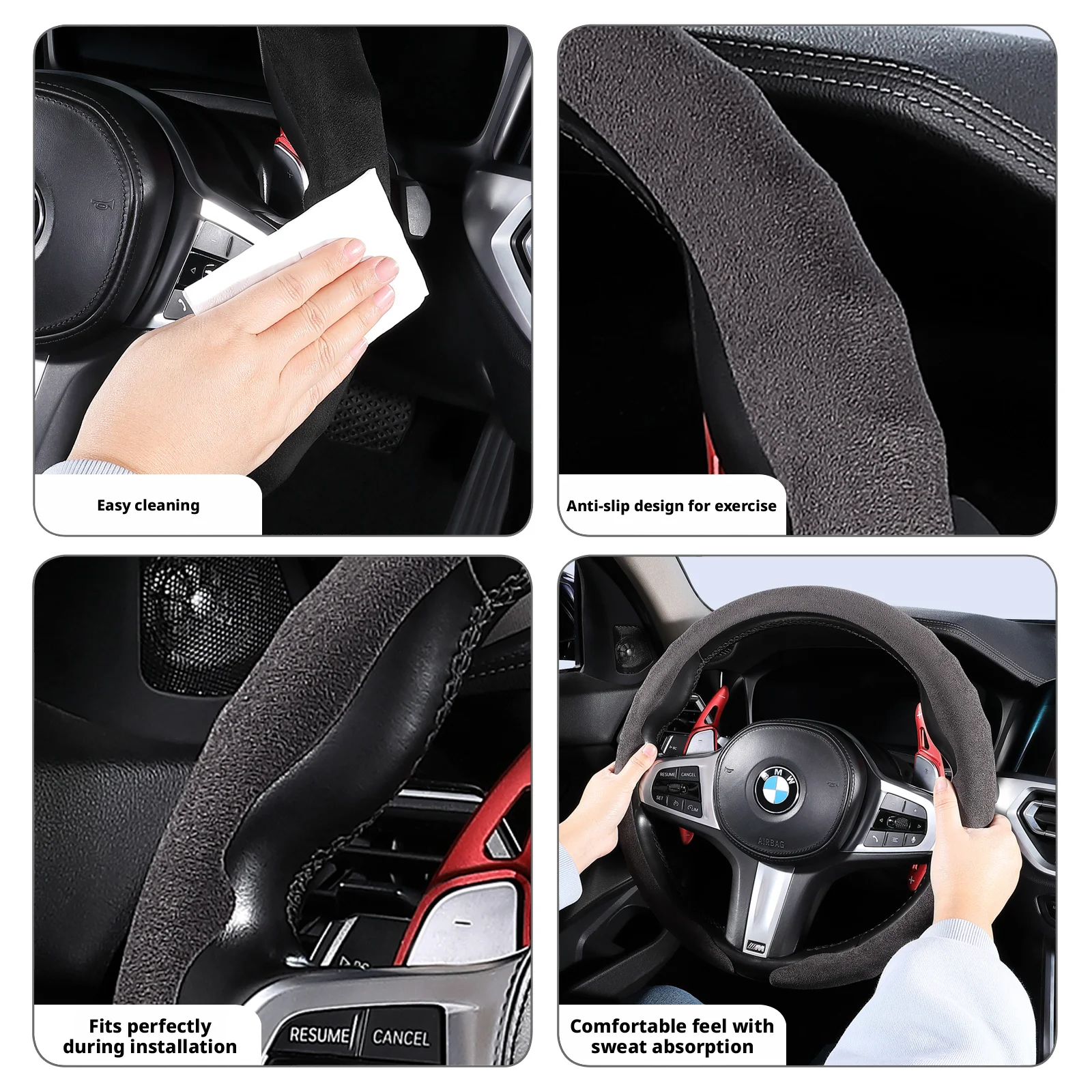New Suede Car Steering Wheel Cover For Renault Samsung XM3 QM3 QM6 SM3 SM5 SM6 SM7 SM3 Z.E. Grand Koleos Filante Car Styling view 6