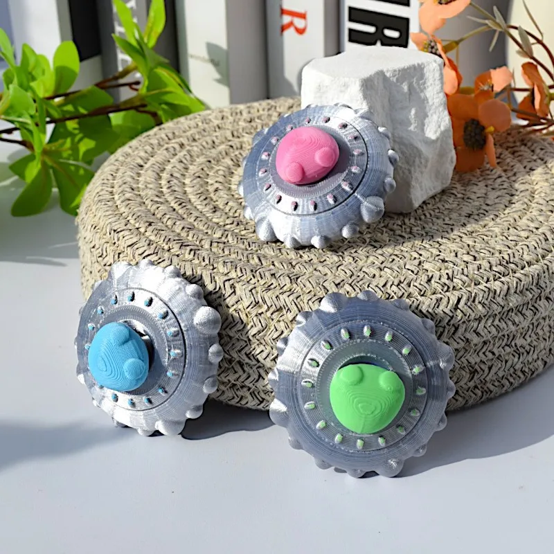 3D Printed Flying Disc Fingertip Gyro Toy Portable Stress Relief Alien Flying Disc Hand Spinner Gyro Fidget Toy