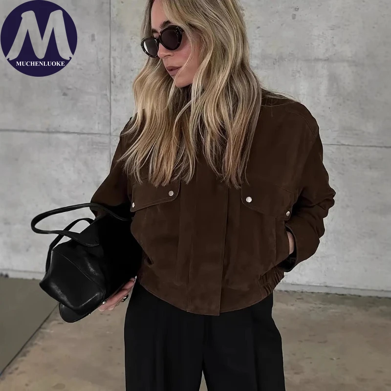 

New Coats and Jackets Autumn Winter Elegant Stand Collar Zipper Short Windbreaker Fashionable Casual Loose Street Fashion Coats