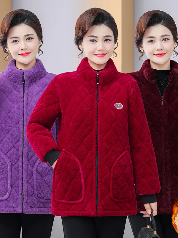 

Women's Winter Thiened Fce Lined Cotton Jaet Zipper Sle Warm Anti Dirt Coat Long Sve Stand Collar Casual Outerwear