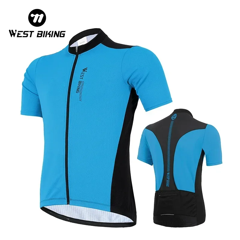 WEST BIKING XS-3XL Summer Cycling Jersey Breathable Team Racing Sport Bicycle Jersey Mens Short Sleeve T-Shirt For MTB Enduro