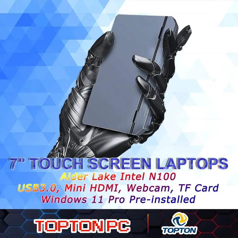 PC notebook da 7 pollici Intel N100 con touch screen Windows 11Pro con più terminali collegati Notebook USB MiniHDMI WiFi Light