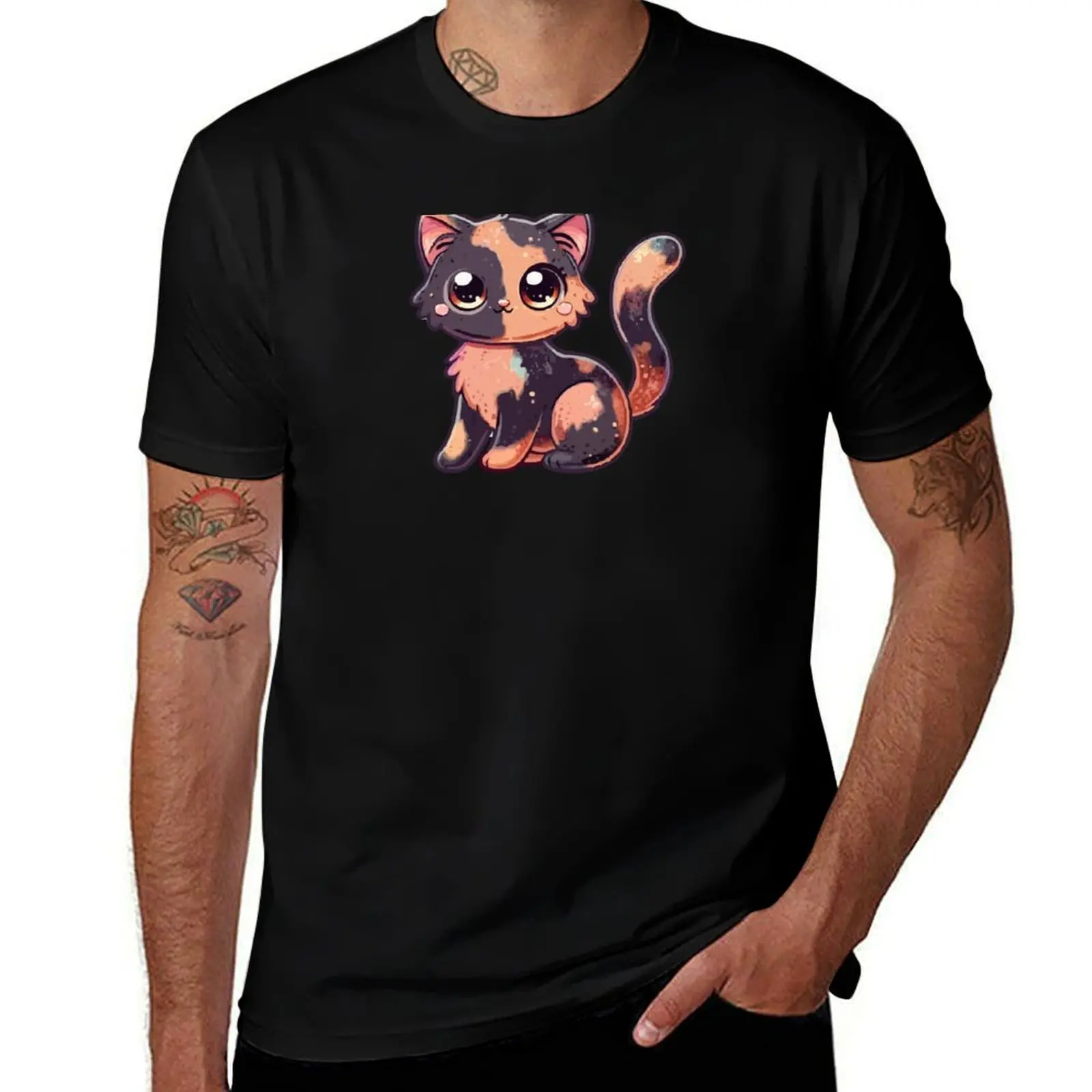 

Cute Tortie Cat Sticker T-Shirt anime t shirts plus size clothes man clothes men t shirts high quality