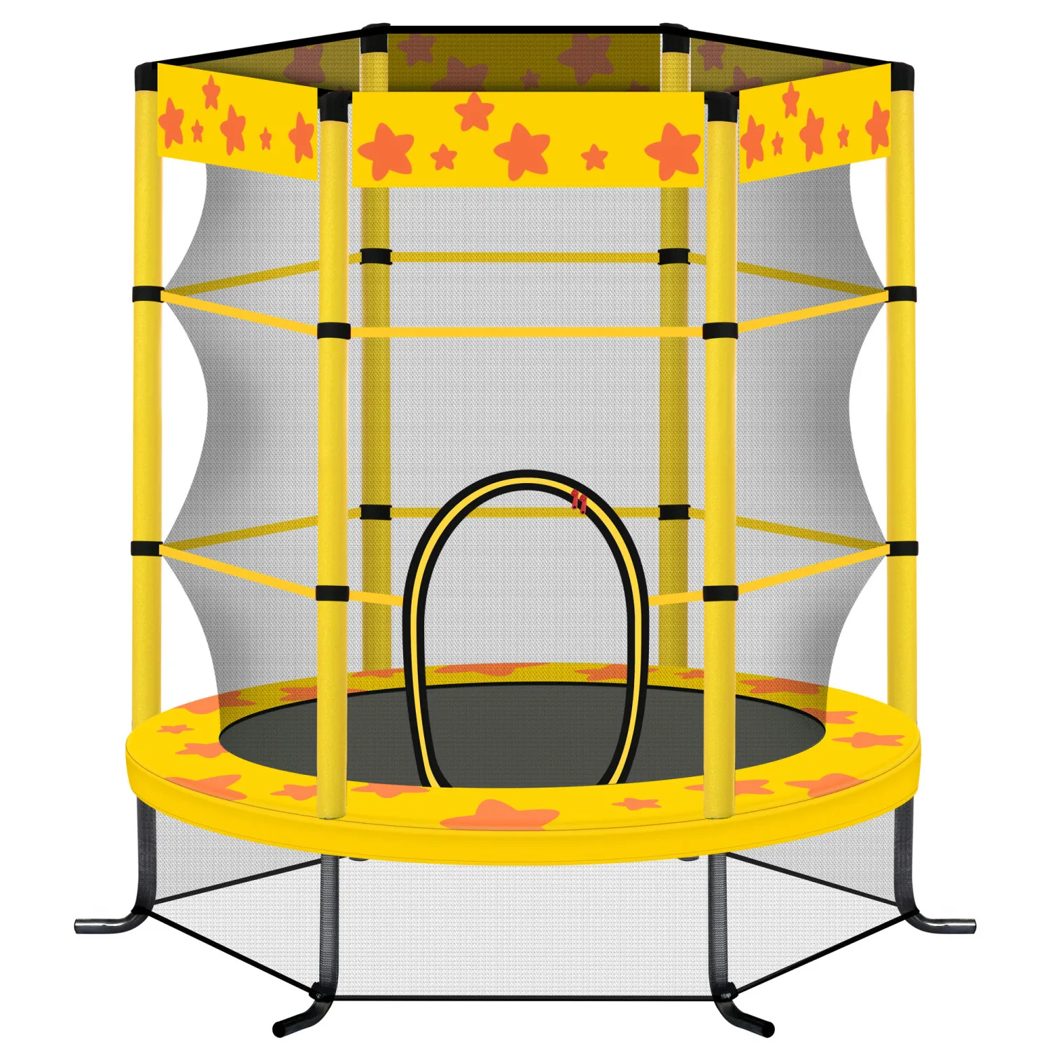 

55 Inch Kids Trampoline with Safety Enclosure Net, 4.5FT Outdoor Indoor Trampoline for Kids (Yellow)