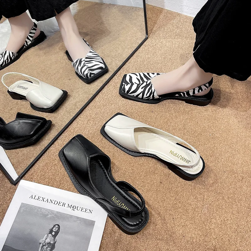 Autumn New Comfortable Ladies Flat Shoes Personality Square Toe Shallow Mouth Slip-on Loafers Ladies Casual Shoes Mocasines