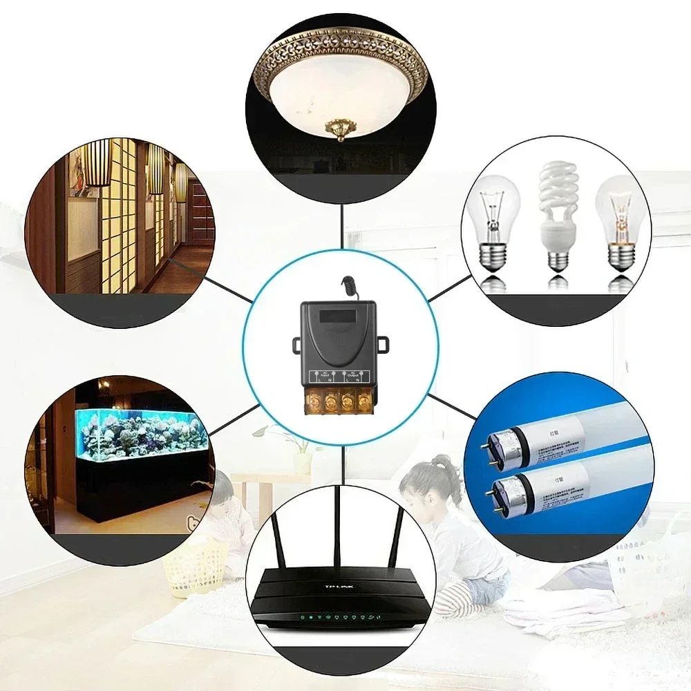 Commutateur de télécommande sans fil 433Mhz 30A AC 75V-220V, relais marche/arrêt, transmetteur de télécommande pour moteur de pompe à eau LED/électrique