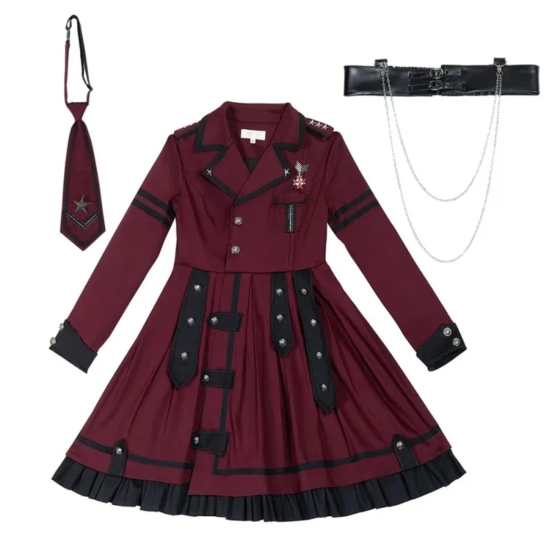 Military Lolita Dress Red Gothic Lolita Skirt Victorian Dress Cape Women Naval style Clothes Lolita Uniform Girls Cloak Black