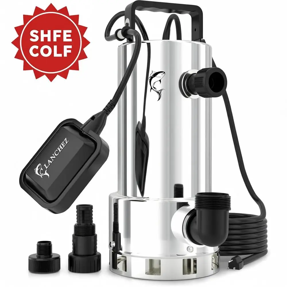 

1.6HP 6000GPH Sump Pump, StainlSteel High low Submersible Water Pump with loat Switch, Automatic Transer Water Pump or Swimming