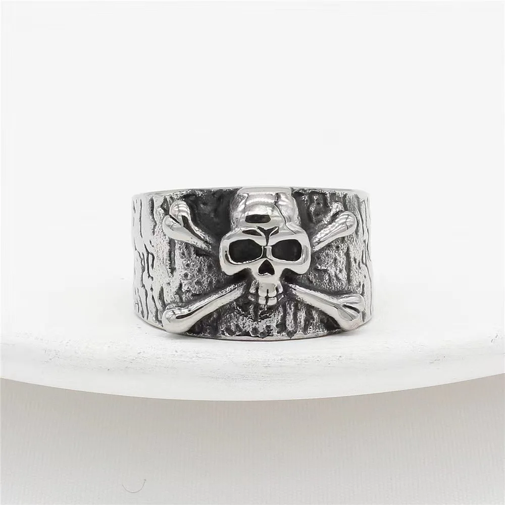 Retro Schädel breiten Ring für Männer Silber Farbe Punk Gothic Rock HipHop offenen Ring Zink legierung Designer Schmuck Biker Zubehör Geschenk