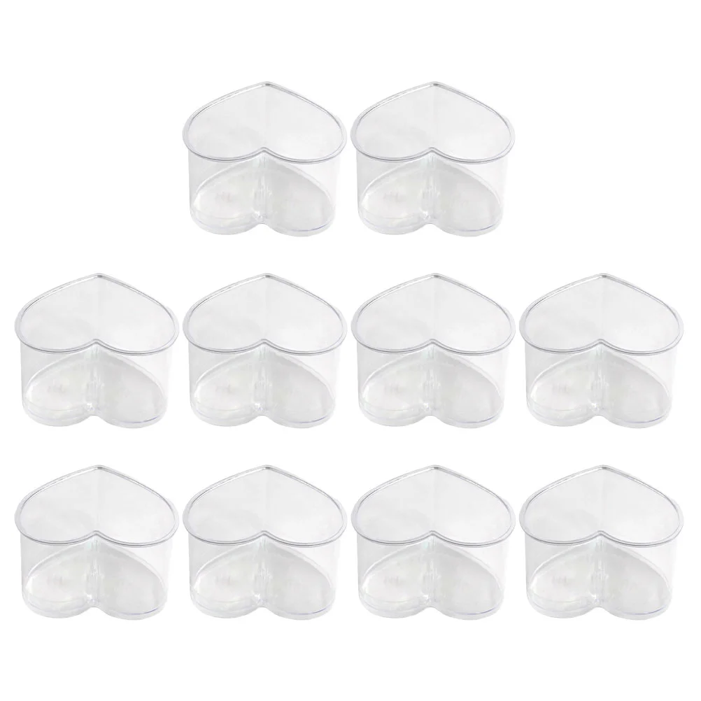 10 Pcs Container Heart Shaped Air Cup Dessert Cups Clear with Lids Plastic Pudding