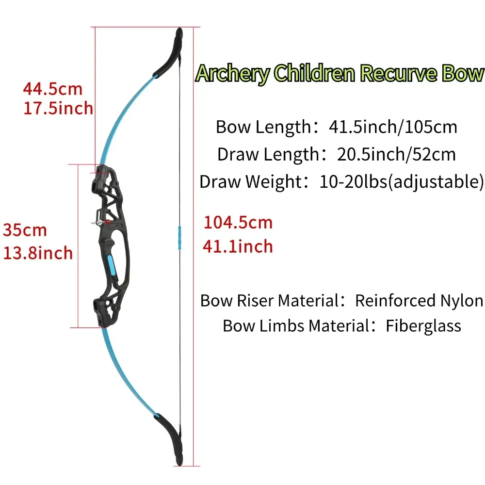 Imagem -05 - Arco e Flecha Recurve Bow Conjunto para Crianças Crianças Adolescentes Juventude Iniciante Prática de Tiro Caça Acessórios do Jogo Flecha