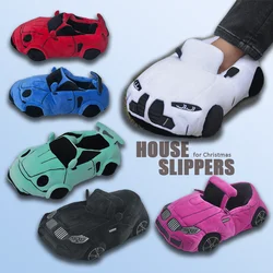 Highland Cow Car Plush Slippers Fun Cartoon Vehicle Shape Stuffed Shoe Winter Warm Soft House Shoes for Women Birthday Gifts