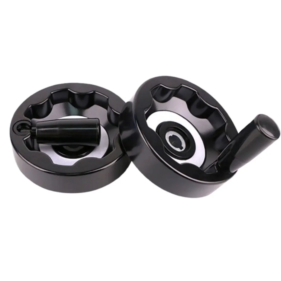 Rubber wood corrugated handwheel/full width hand cranked wheel with foldable handle foldable handwheel 100/125/160/200