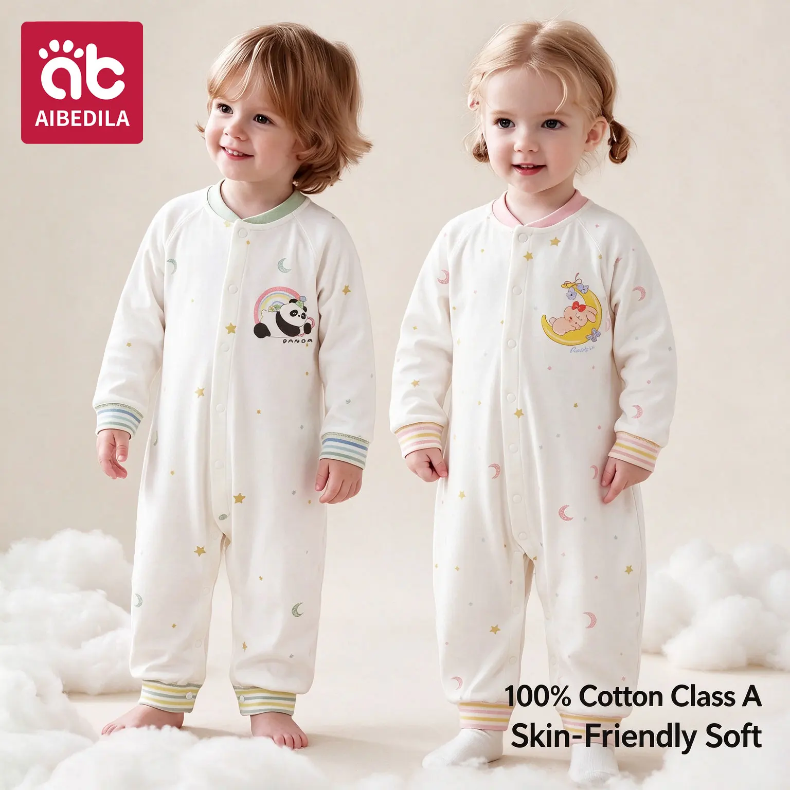AIBEDILA Infant Knitting Jumpsuit 100% Cotton Long Sleeve Romper One Piece Outfit for Boys & Girls Newborn Baby 4 Seasons Wear