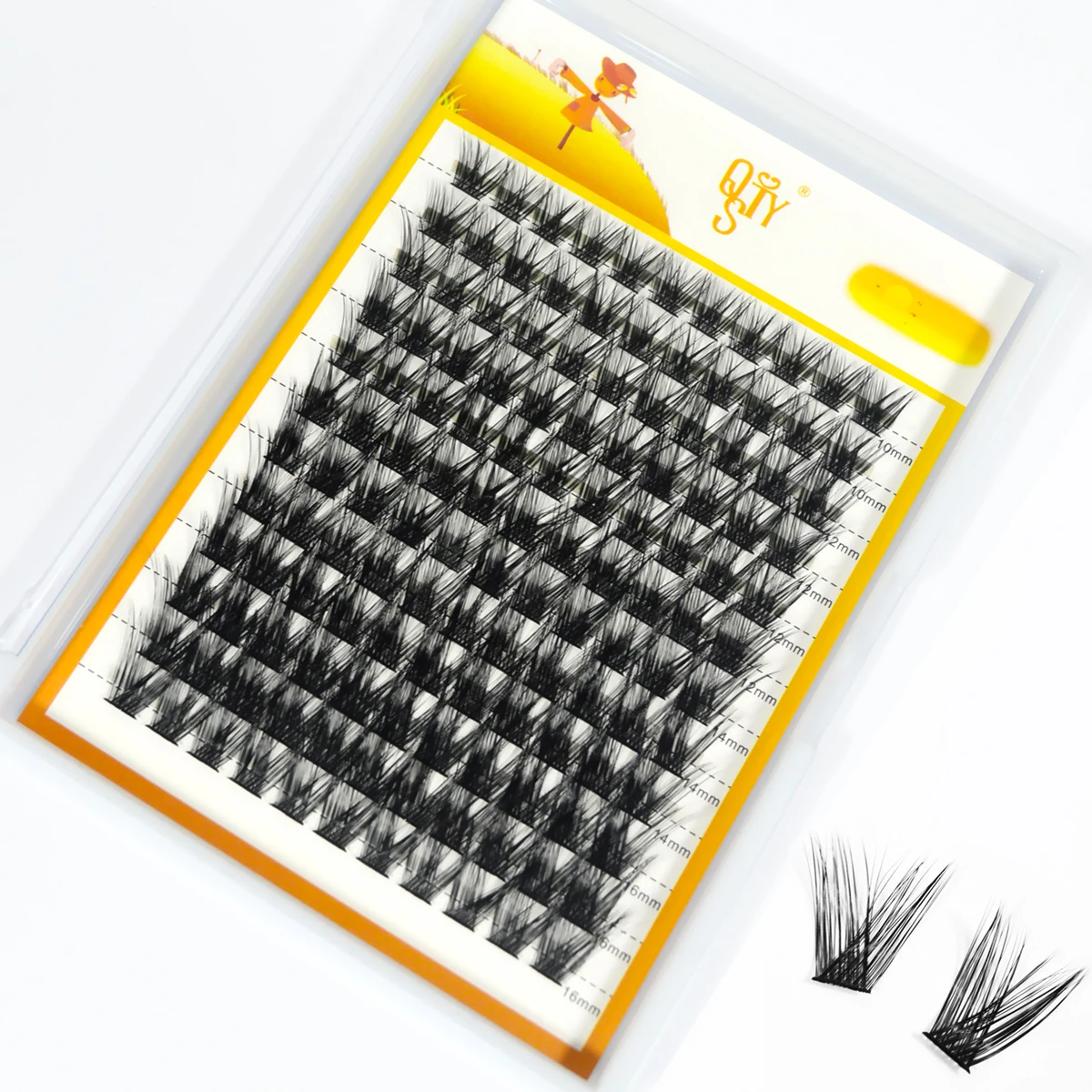 QSTY120 PCS Cluster Lashes 3D Natural Bunch 8-16mm D Curl Segmented Beam Individual Mink Tufted Eyelash Fine Lash Tip GF01-7