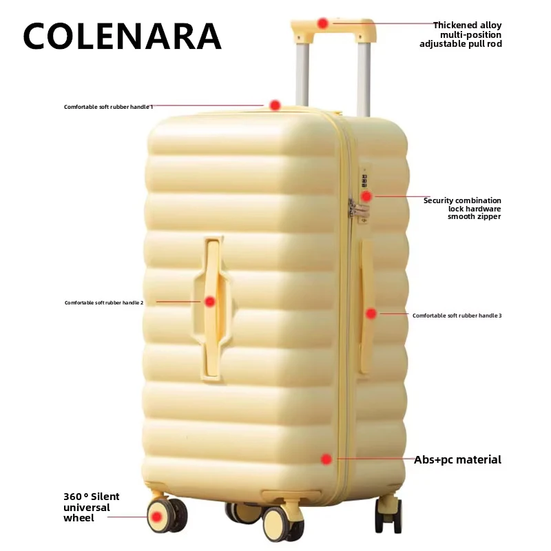 COLENARA Rolling Suitcase ABS+PC Boarding Case Student Trolley Case Women's 20