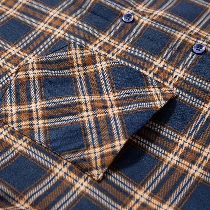 Autumn 2025 New Style Men's Fleece Lined Thickened Long Sleeve Shirt Pocket Shirt Luxury High-End Casual Comfortable Men's Wear