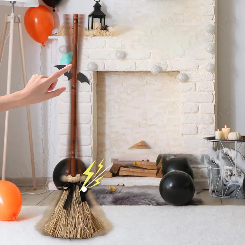 Halloween Floating Witch's Broom Spooky Sounds Haunted Dancing Broom DIY Magic Enchanter Sorceress Carnival Party Costume Props