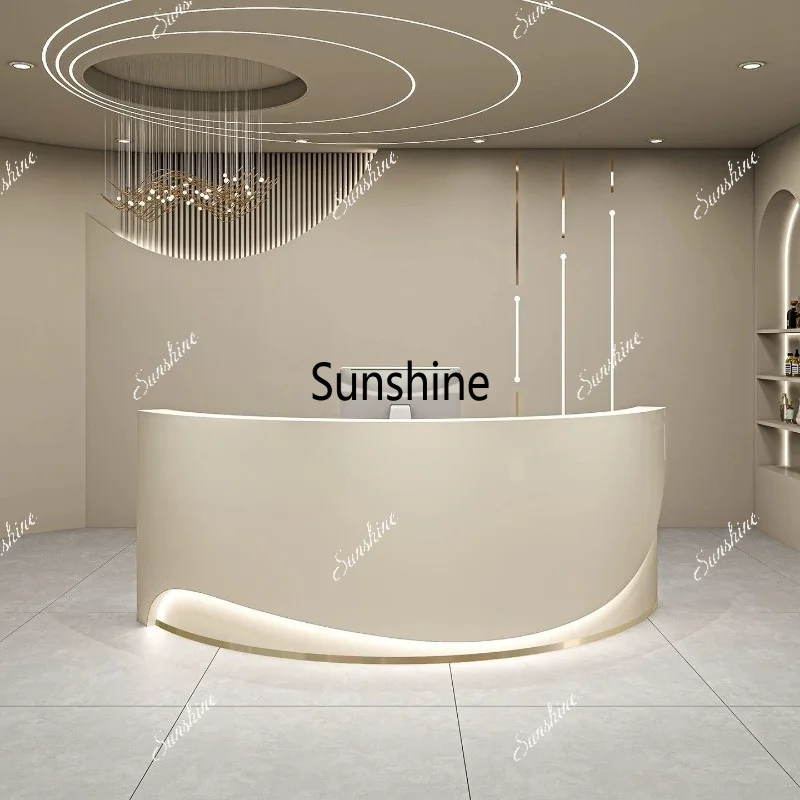 Design Minimalist Reception Desks Aesthetic Simple Beauty Luxury Reception Desks Curved Unique Modern Scrivania Trendy Furniture