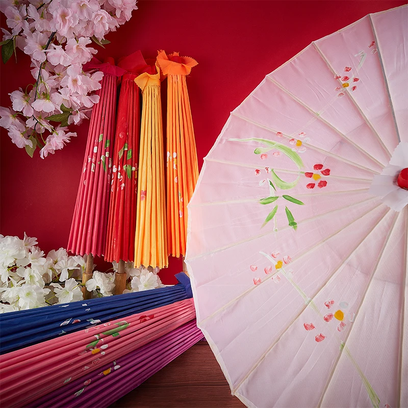 82/84cm Silk Cloth Women Umbrella Japanese Cherry Blossoms Ancient Dance Umbrella Decorative Chinese Style Oil Paper Umbrella