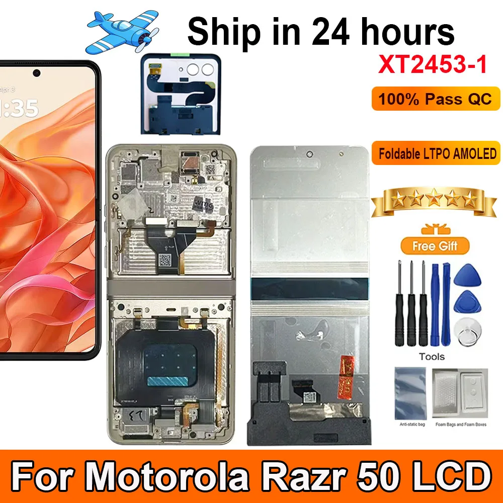 69”foldable-ltpo-amoled-screen-for-motorola-razr-50-lcd-display-touch-panel-digitizer-assembly-replacement-with-frame-xt2453-1