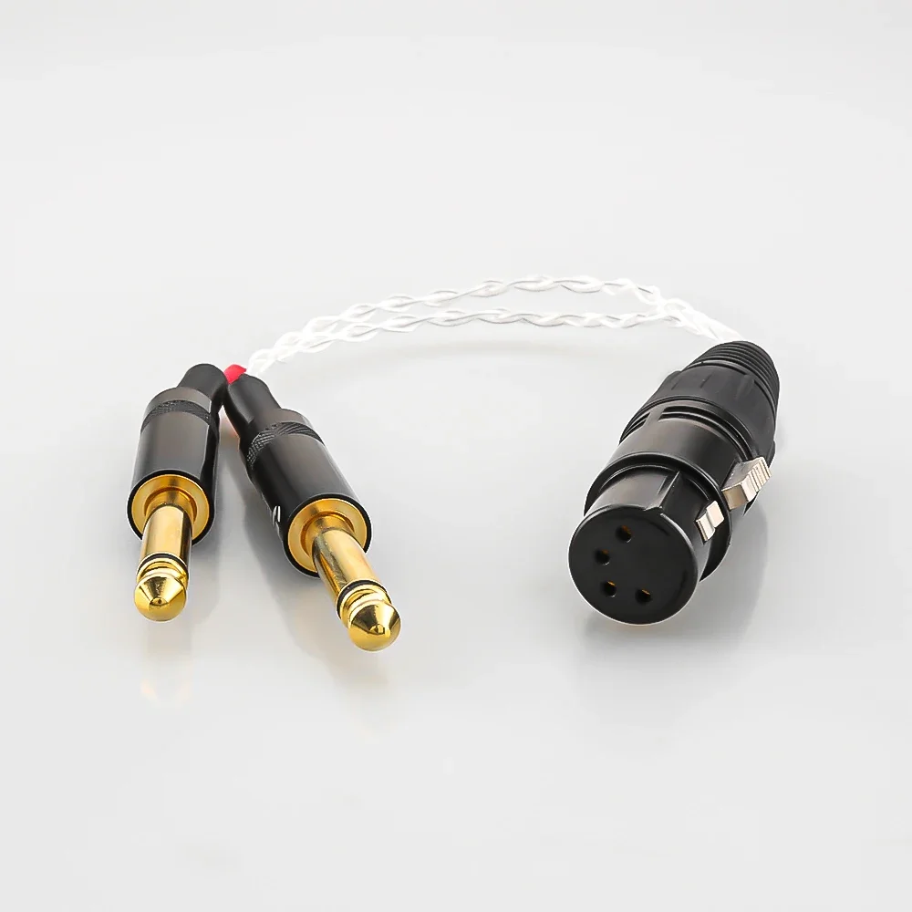 Audiocrast versilbertes Kabel, 4-polige XLR-Buchse auf zwei 6,35-mm-Aux-Kabel, Audio-Buchse