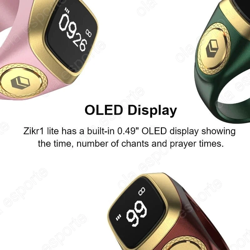 Qibla Zikr Smart Ring Tasbih Tally Digital Counter For Muslims Prayer Time Vibration Reminder Waterproof Electronic Prayer Rings