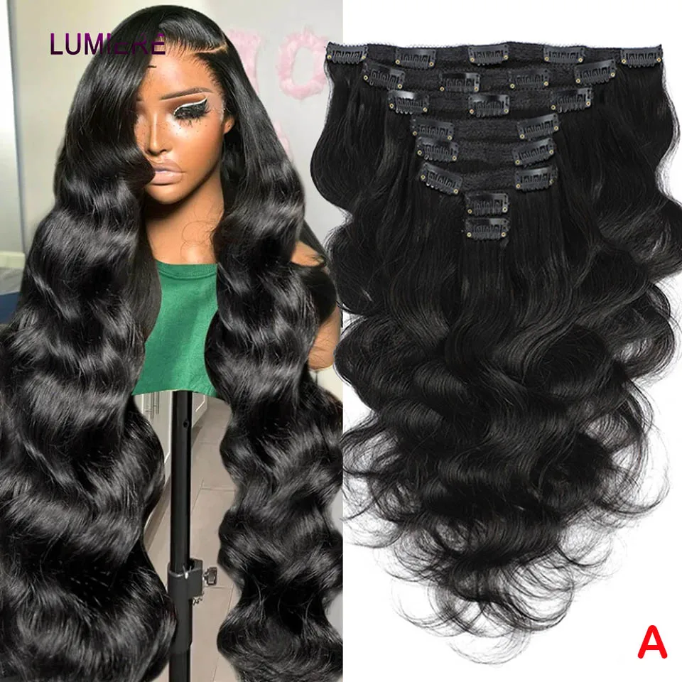 Body Wave Human Hair Clip in Extensions 10