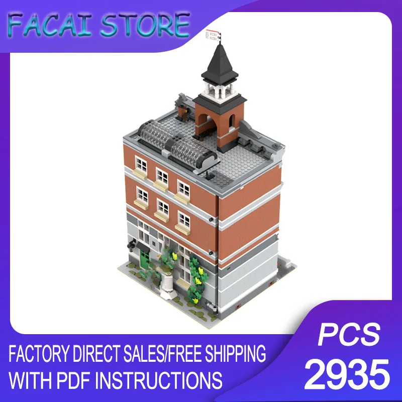 

Конструктор City Street View: Модульное здание городского здания правопорядка (MOC) - Модель для сборки на заднем дворе, технологичные блоки, рождественский подарок, игрушка для самостоятельной сборки