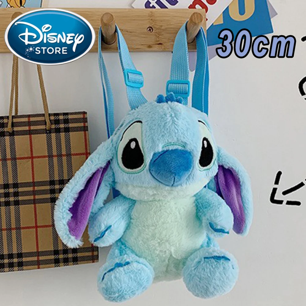 New Disney Plush Backpack Ins Japanese Blue Stitch Funny Cartoon Large-Capacity Student Backpack Kindergarten Bag Child Gift