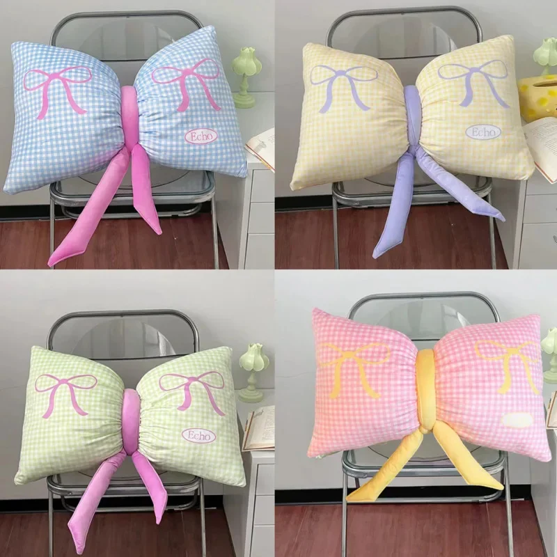 

Bow Shaped Pillow Ins Dopamine Cute Plush PP Cotton Cushion Nap Pillow Pillow Waist Neck Pillow Bedroom Bed Dormitory Pillow New