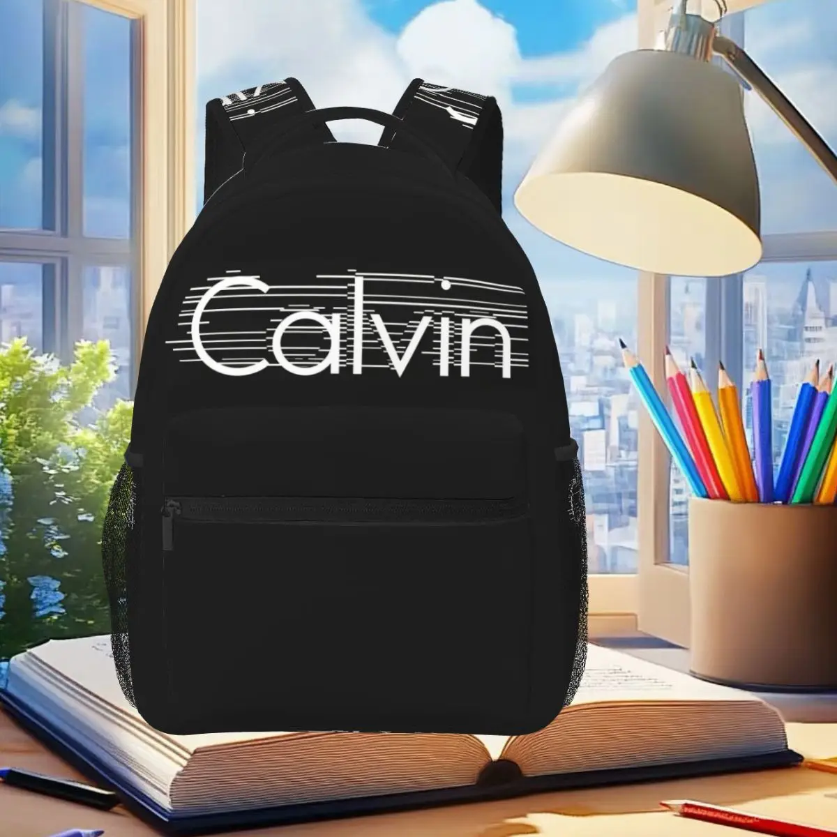 Calvin Logo Backpack Student Boys Girls BookBag Kids School Bag Laptop Shoulder Bags for Men Women