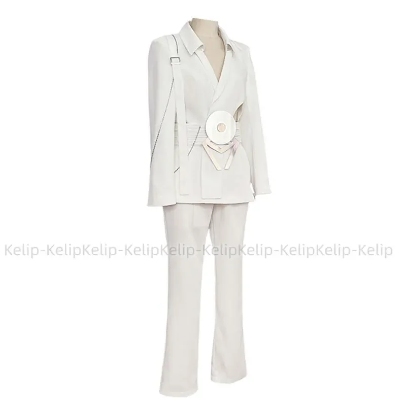 الغريبة المرحلة لوكا تأثيري R7 وميض ذهب البدلة زي شعر مستعار ديكور ملابس الحفلات أداء موحدة بدلة بيضاء هالوين مخصصة