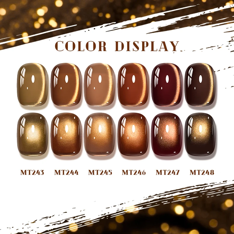 Vernis à ongles Gel magnétique chat marron d'automne, perles de verre ultral brillantes, Semi-permanent magnétique à tremper le vernis Gel UV, fournitures pour ongles