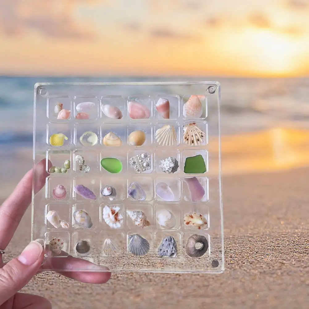 Acrylic Magnetic Display Box DIY Seashell Bead Nail Jewelry Storage Box Display Case Decorative Organizer Empty Box 36/64 Grids