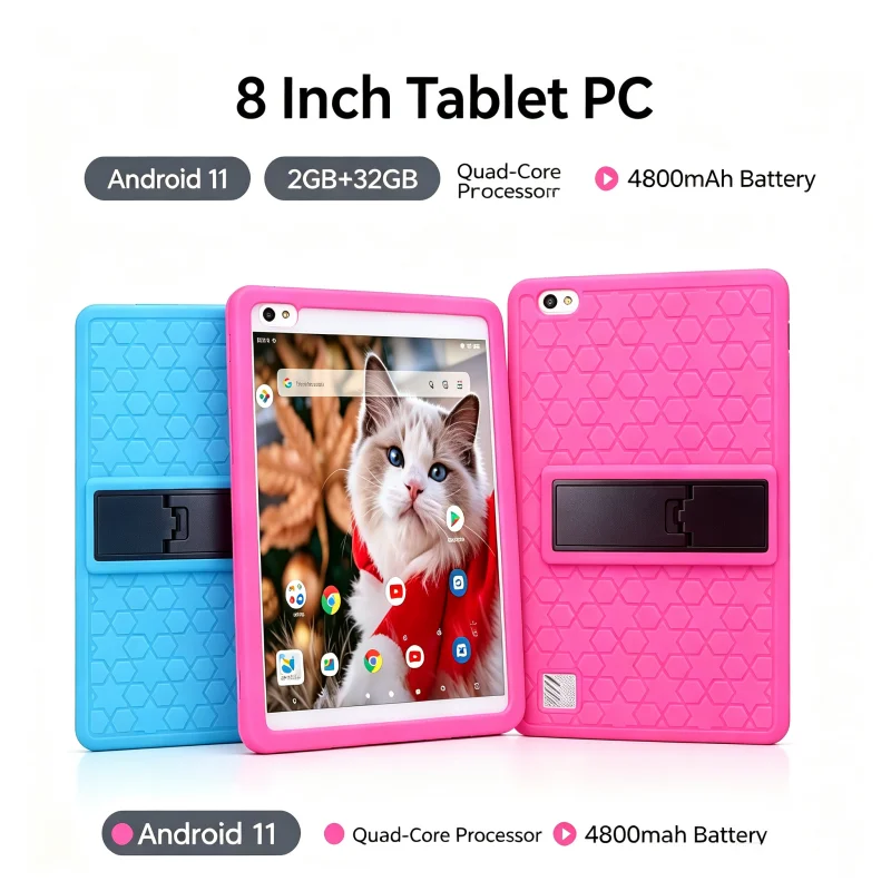 2GB RAM, 32GB ROM, A1 안드로이드 11 태블릿, 8인치, A133, USB Type-C, 쿼드 코어, 64비트, 1280x800 IPS 화면, 듀얼 카메라