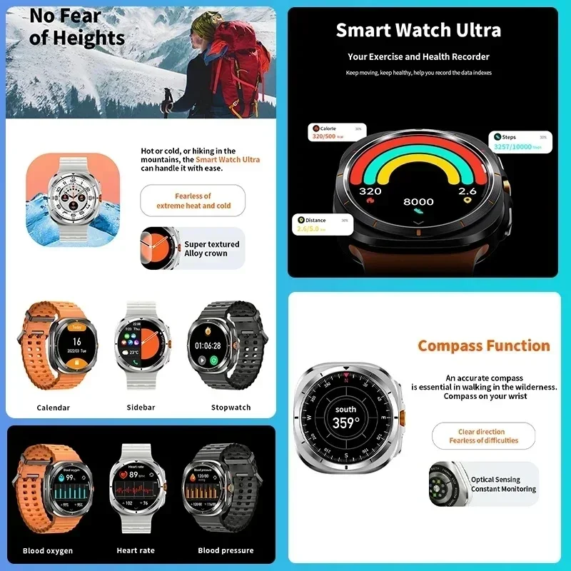 Xiaomi 2025 для Samsung, новые Galaxy Watch 7 Ultra GPS Trackr NFC Смарт-часы для мужчин Пользовательские AMOLED Bluetooth-вызовы Спортивные умные часы