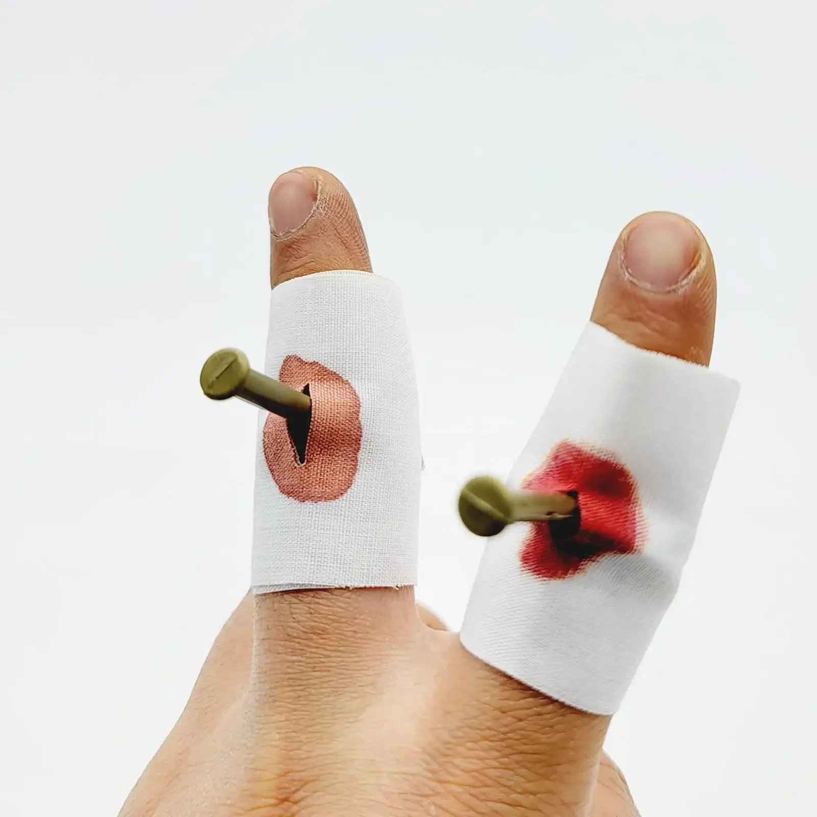 New Magic Trick Props Close Up Vanish Appearing Plastic Finger Thumb Tip + Red Silk Stage Show Props Rubber Prank Toy Tool Gifts
