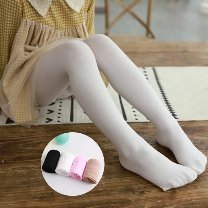 Summer Spring Candy Color Kids Pantyhose Ballet Dance Tights for Girls Stocking Children Velvet Solid White Pantyhose