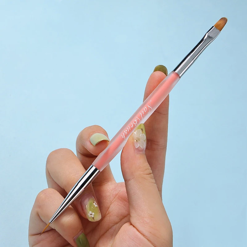 ダブルヘッドクリスタルアクリルハンドルネイルブラシライナーブラシ絵画ペンジェルブラシクリスタルネイルアートマニキュア