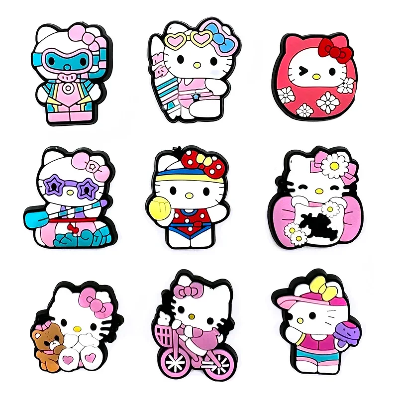 30 peças amuletos de sapatos hellokitty para tamancos sandálias decoração pvc acessórios de sapato de desenho animado amuletos para presentes de amigos