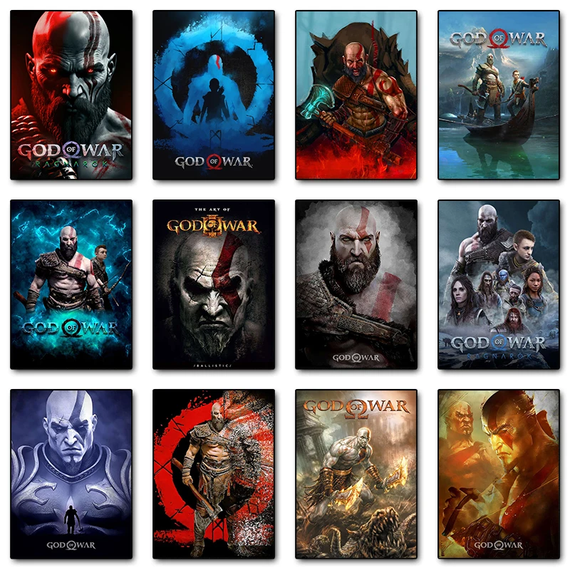 God of War Ragnarok Video Game Poster HD Print Canvas Painting Wall Art Picture for Gamer Room Bedroom Home Decoration Posters