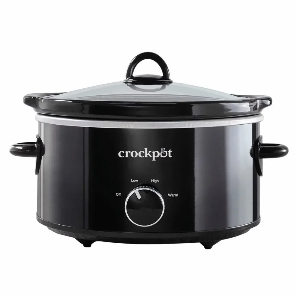 4-Quart Classic Slow Cooker Black Keep Warm Setting 3 Manual Heat Settings Stoneware and Lid Both Dishwasher-safe