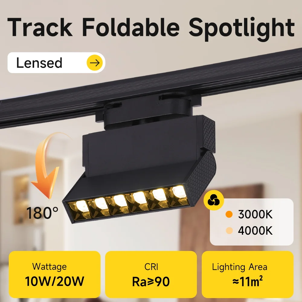 

110v 220v Set Track Light 10W/20W Led Track Lamp Foldable Track Spotlight Lighting Fixture for Home Room Clothing Store Deco‌
