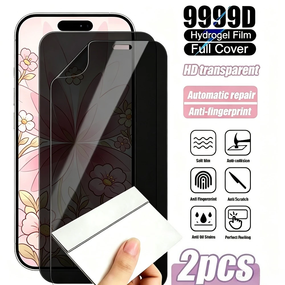 2er-Pack Blickschutz-Hydrogel-Folie für iPhone 17 16 15 14 Pro Max 17e 16e Air 13 12 Pro 15 14 Plus – Anti-Spionage-Displayschutz