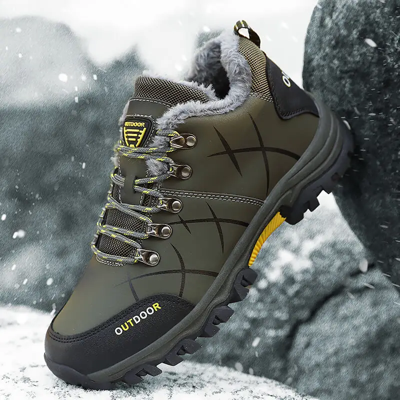 

Brand Men Winter Snow Boots Waterproof Leather Sneakers Super Warm Men's Boots Outdoor Male Hiking Boots Work Shoes Size 39-47