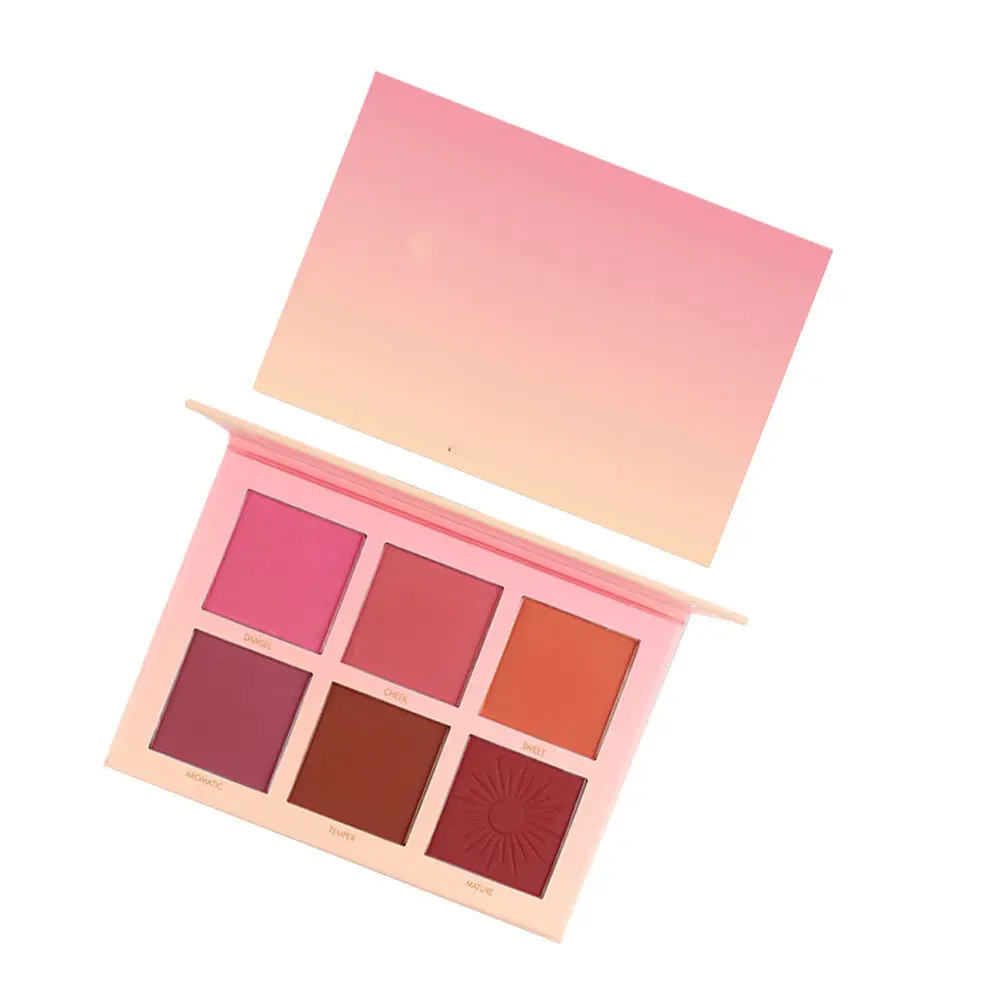 6-Color Waterproof Long-Lasting Natural Blush Palette for Women – Cheek Powder Kit